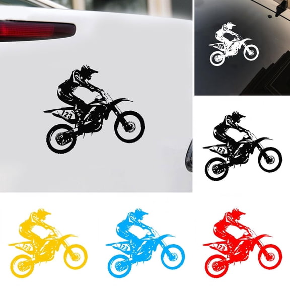 Walbest Motocross Rider Vinyl Decal Sticker | Cars Trucks Walls Vans Windows Laptops | Black | 8 X 7 Inches |