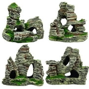 Walbest Mountain View Decor Rockery Landscape Rock Hiding Cave Tree Aquarium Ornament Fish Tank Decoration, 4 Style