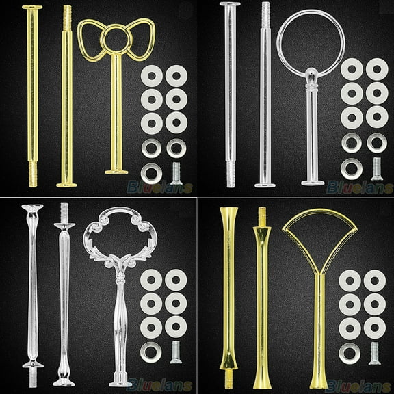 Walbest Multi-Style Cake Stand Fittings Hardware Fittings Cake Tray Holder 2 or 3 Tiers Cake Stand Mold Crown, for Resin Crafts DIY Making Cupcake Serving Stand Decoration, 1set