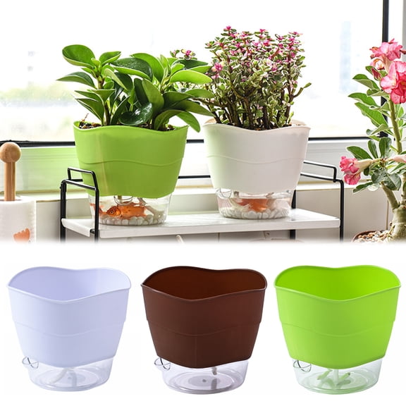 Walbest Multi-use Plastic Flower Pot Self Watering Partition Layer Detachable Planter Pot for Home Garden, 6.2'' x 5.5'' x 3.9''