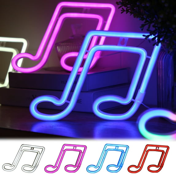 Walbest Musical Note Shaped Neon LED Light Wall Decoration, USB or Battery Powered Creative Lighting Musical Note Night Light for Bedroom Living Room Girl's Room Decor Bar Party Holiday Gift