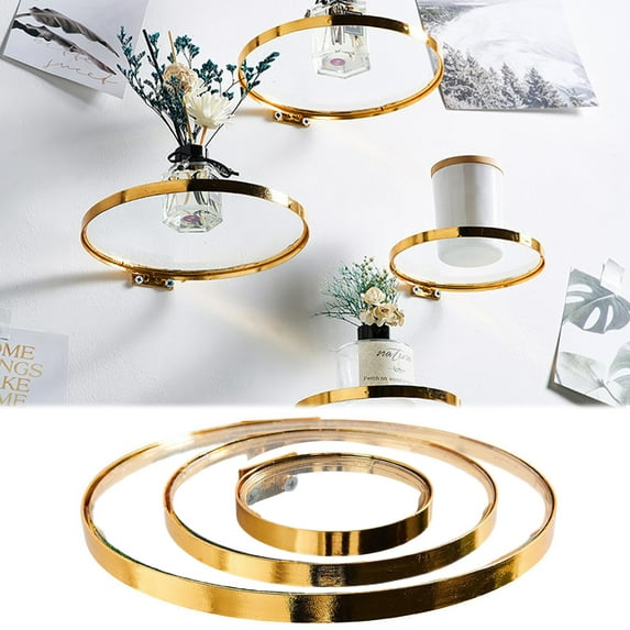 Walbest Nordic Style Modern Wall Mounted Circular Wall Hanging Iron & Glass Shelf, Home Decoration Accessories Wall Decor Wall Glass Ledge Rack, for Bedroom, Living Room, Bathroom, Kitchen, Office