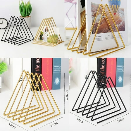 Walbest Nordic Style Triangle Iron Storage Rack Book Magazine Holder Desktop Shelf Stand, Storage Rack Bookshelf Triangle File Organizer Decor Home Office