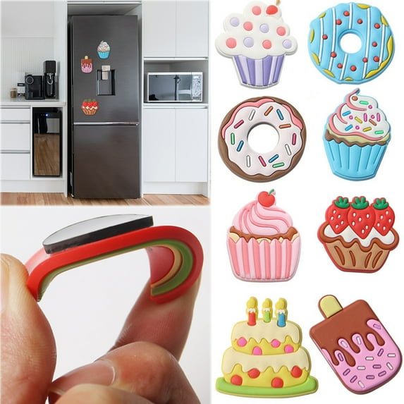 Walbest PVC Magnetic Refrigerator Sticker Creative 3D Cartoon Cake Shaped Fridge Sticker Kitchen Decor