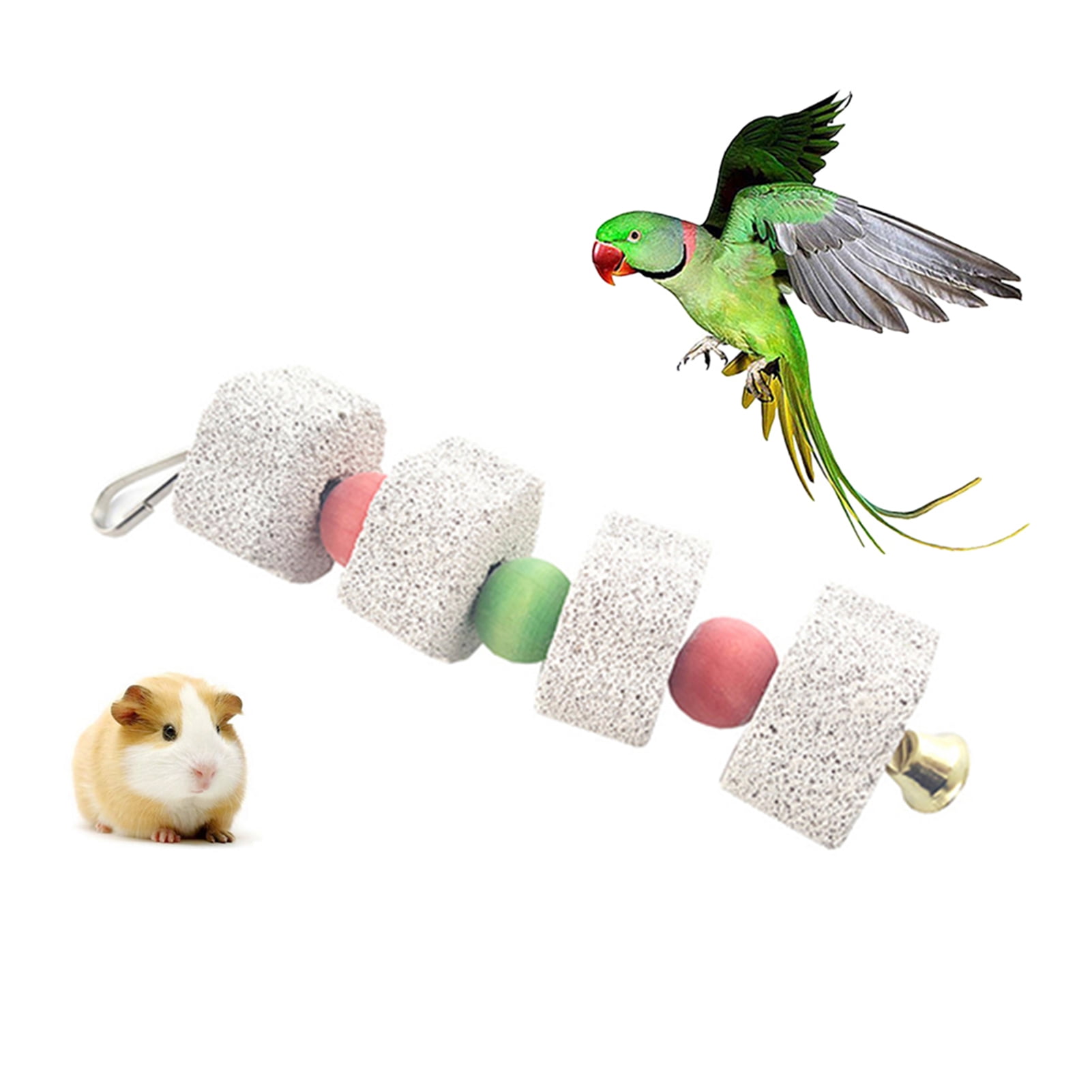 Walbest Parrot Chewing Toy Beak Trimmer Calcium Stone with Bell Parrot