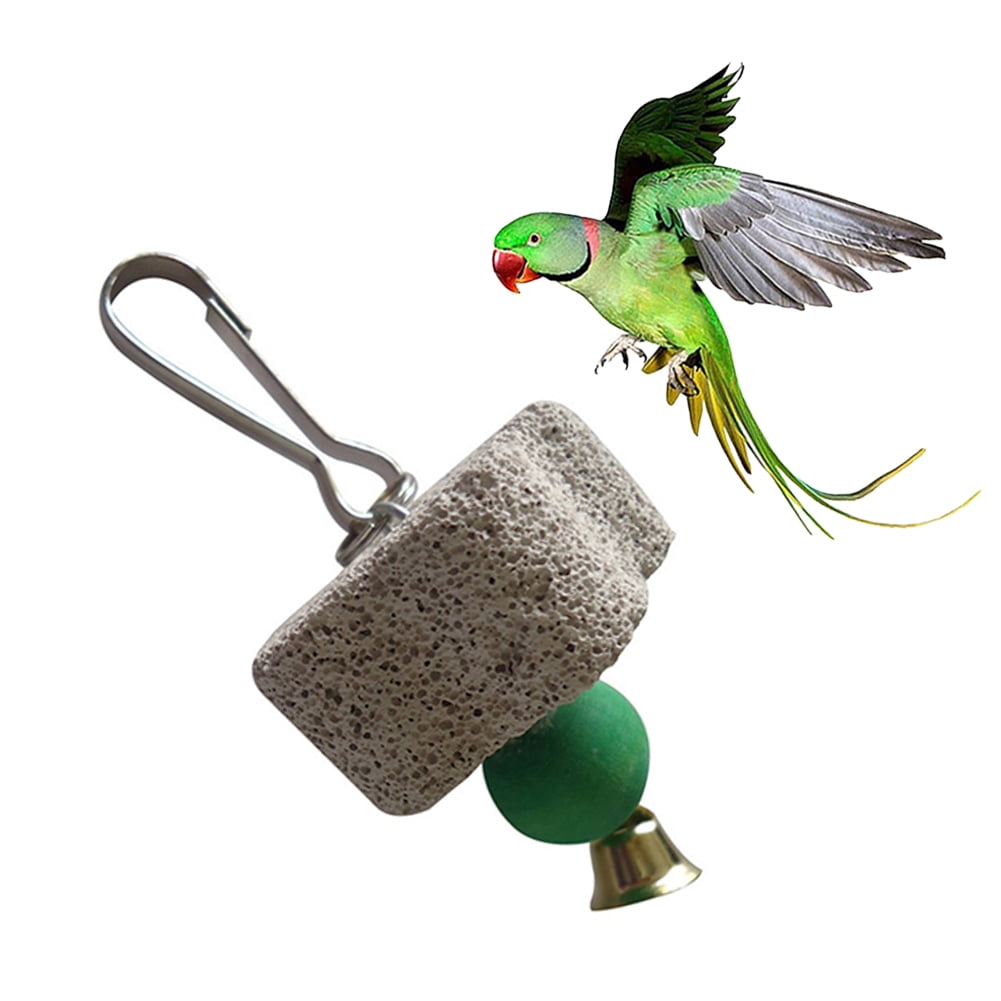 Walbest Parrot Chewing Toy, Bird Beak Grinding Stone with Bell, Lava