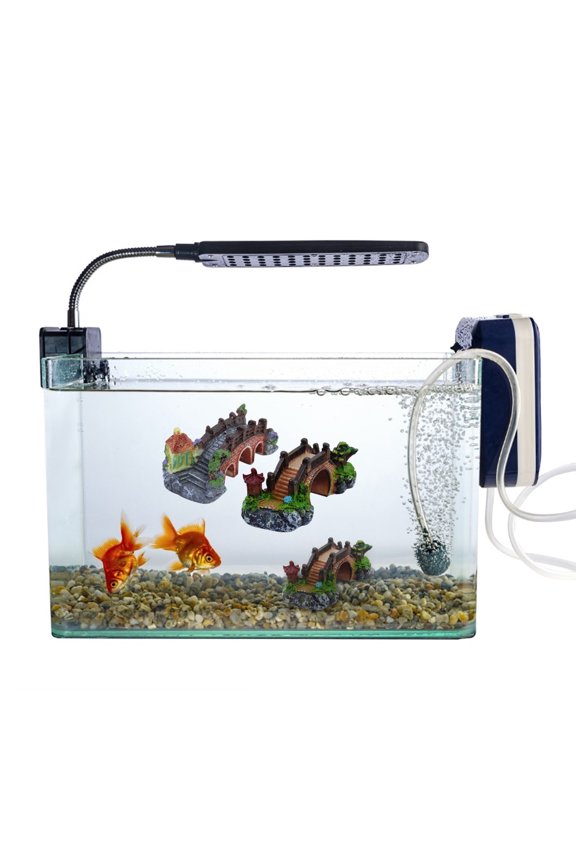Pavilion Tree Fish Tank Decoration Aquarium Ornament Poly Resin Bridge Landscape Decor Fish Tank Ornaments
