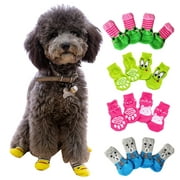 Walbest Pet Anti-Slip Knit Dog Cotton Socks & Cat Socks, Anti-Slip Knit Dog Paw Protector & Cat Paw Protector for Indoor Wear, Suitable for Small Medium Large Dogs Cats (4pcs/set)