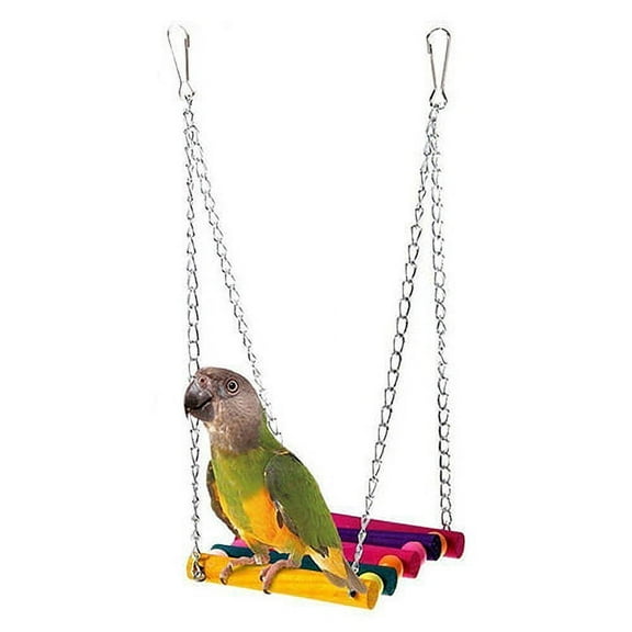 Walbest Pet Bird Parrot Parakeet Swing Budgie Cockatiel Wooden Cage Hammock Swing Hanging Toy