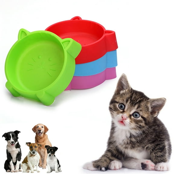 Walbest Pet Bowl, Cat Face Pet Bowl Durable Anti Slid Solid Color Dog Puppy Kitten Food Water Feeder - Blue