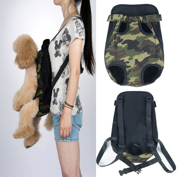 Walbest Pet Carrier Backpack, Adjustable Pet Front Cat Dog Carrier Backpack Travel Bag, Legs Out, Easy-Fit for Traveling Hiking Camping for Small Medium Dogs Cats Puppies, Camouflage, M