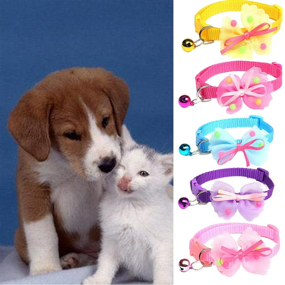 Walbest Pet Cat Collar with Bow Tie, Holiday Collar with Bell for Boys and Girls Male Female Cats
