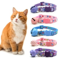 Walbest Pet Cat Collars with Bell Soft Adjustable Kitten Collars Cute Printed Pet Collars for Small Cat Kitten Puppy