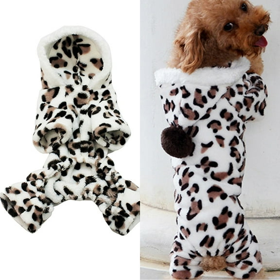 Walbest Pet Clothes for Dog Cat Puppy, Leopard Warm Winter Pet Dog Puppy Clothes Hoodie Jumpsuit Pajamas Outwear, Soft Thickening Warm Pup Dogs Shirt Winter Puppy Sweater for Dog
