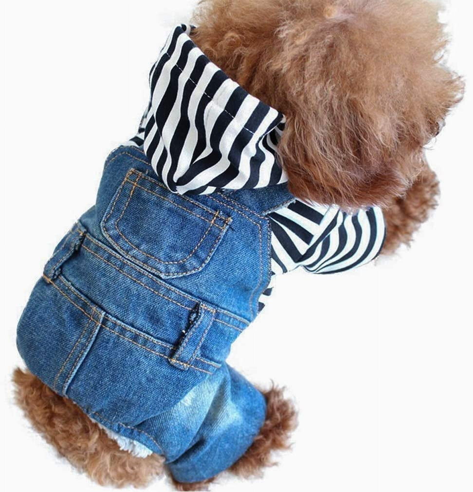 Adorable Stripy Denim Dog Overalls main image 0