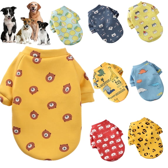 Walbest Pet Clothes Sweatershirt Cute Cartoon Printed Cotton Dog Costume Summer for Small Medium Large Dogs Cats