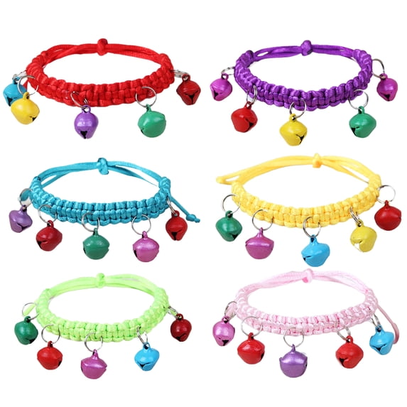Walbest Pet Collar and Woven Rope Combo Jingle Bell Dog Collar Pulling Leash Rope Strap for Daily Use Outdoor Supplies Pet Gift
