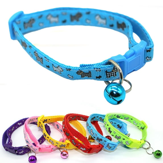 Walbest Pet Collar for Cats and Dogs Adjustable Nylon Bell Blue Pink Green or Yellow Colors