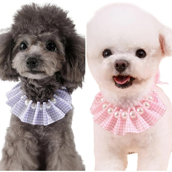 Walbest Pet Dog Cat Collar Faux Pearl Decoration Polyester Layout Props Adjustable Convenient Pet Bib for Puppy Kitten