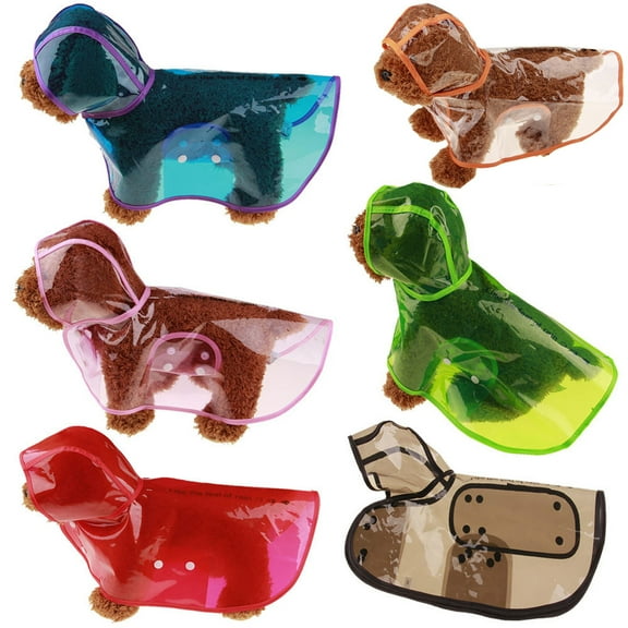 Walbest Pet Dog Cat Outdoor Raincoat Pet Waterproof Clothes Reusable Plastic Hooded Rain Jacket, Transparent Puppy Rain Poncho Pet Rainwear for Small Medium Dogs