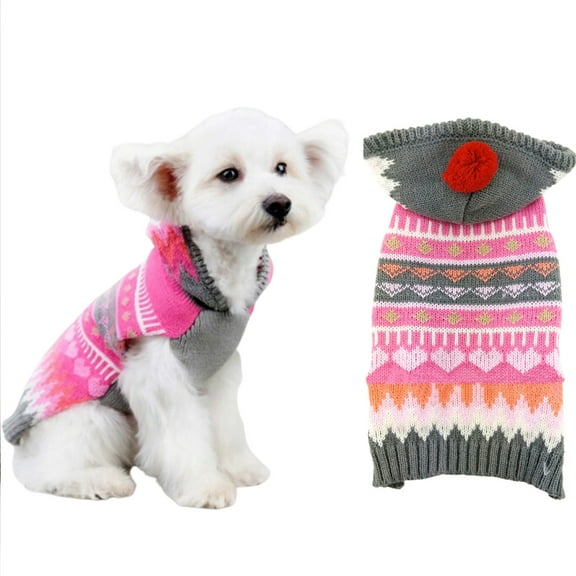 Walbest Pet Dog Clothes Knitwear Dog Sweater Hooded Soft Thickening Warm Pup Dogs Shirt Winter Puppy Sweater for Dogs (Pink, XXS)