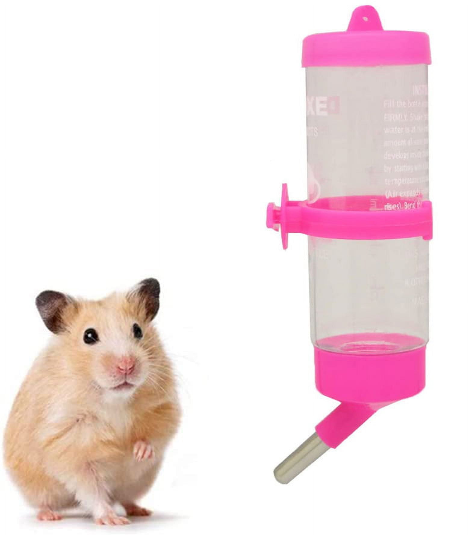 Walbest Pet Drinking Bottle Hanging Water Feeding Bottles Auto Dispenser for Hamsters Rats Small Animals Ferrets Rabbits Small Animals 125ML Pink