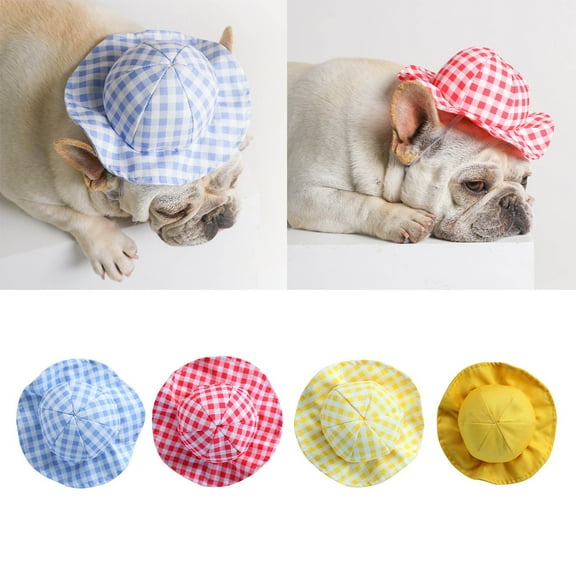 Walbest Pet Hat Plaid Pattern Outdoor Dog Sports Cap Dog Sunbonnet Dog Visor Cap for Dogs Pets