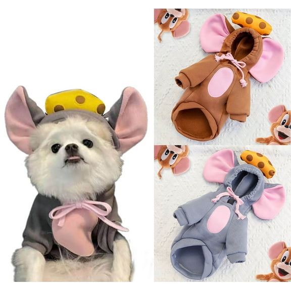Walbest Pet Hoodie Cat Outfit with Mouse Ears Cute Soft Sweatshirt Spring and Autumn Puppy Sweater for Small Medium Dogs Cats