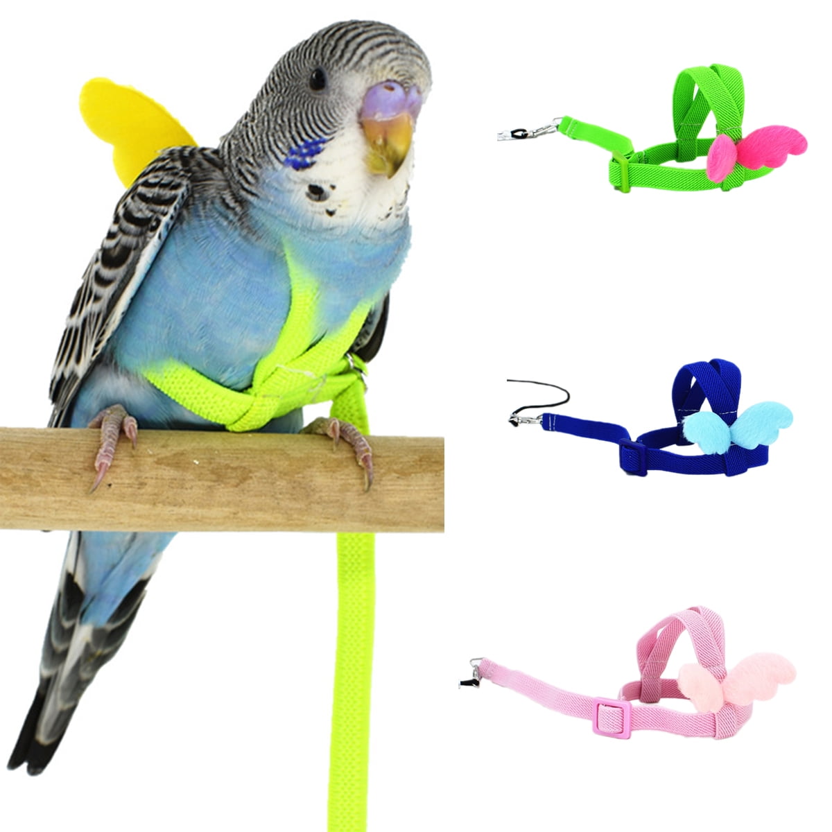 Walbest Pet Parrot Bird Harness and Leash Adjustable Training Design Anti Bite Bird Nylon Rope with Cute Wing for Parrots Suitable for Alexandrine