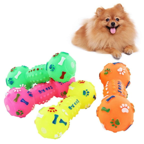Walbest Pet Products Rubber Dumbbell Dog Toy with Squeaker, Random Color