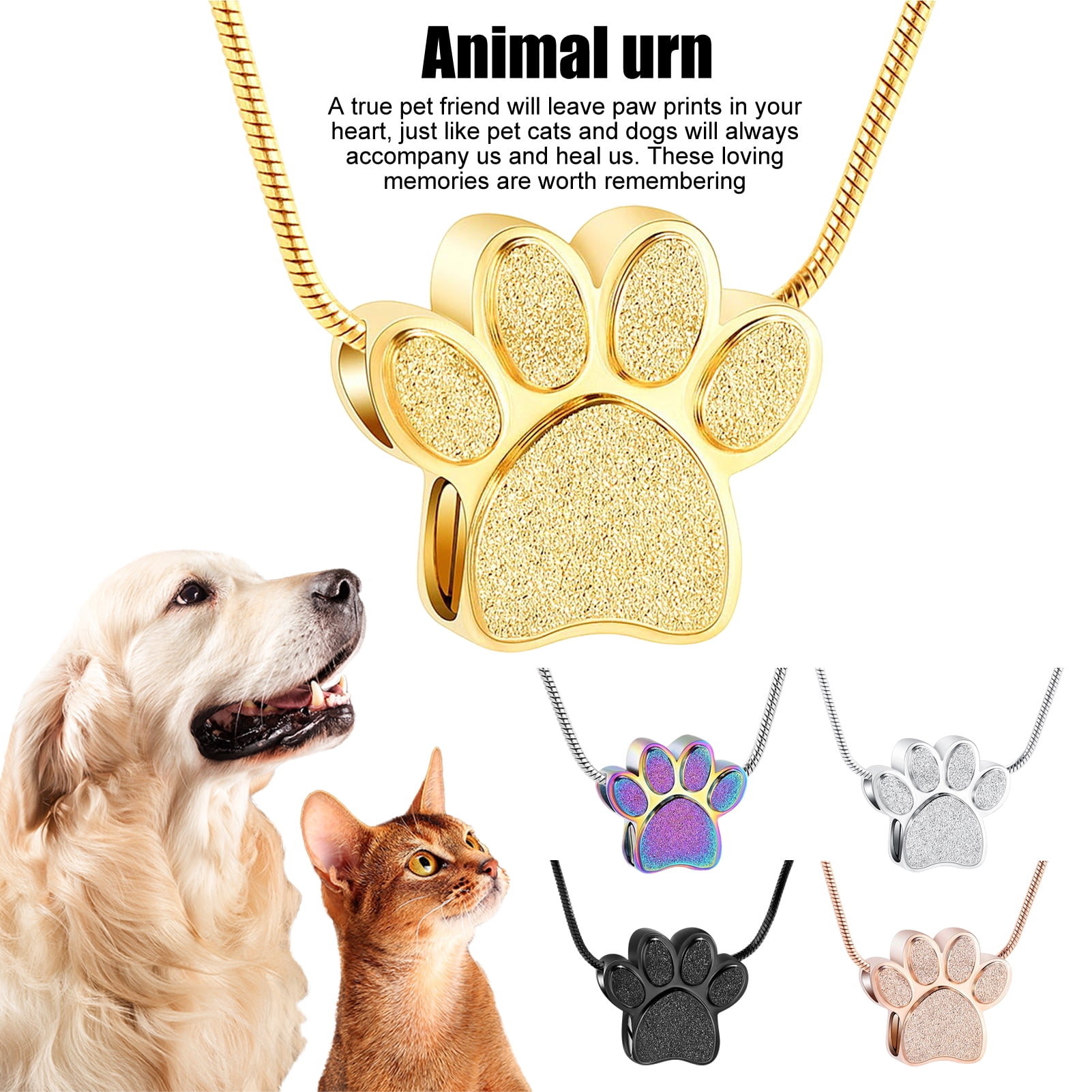 COCO Park Paw Print Urn Necklace - Stainless Steel Cremation Jewelry For Pet Ashes Memorial - View #7