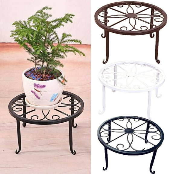 Walbest Plant Round Shelf Metal Plant Stand Potted Iron Planter Support Floor Flower Pot Round Rack Display, Iron Home Garden Indoor Balcony Decor