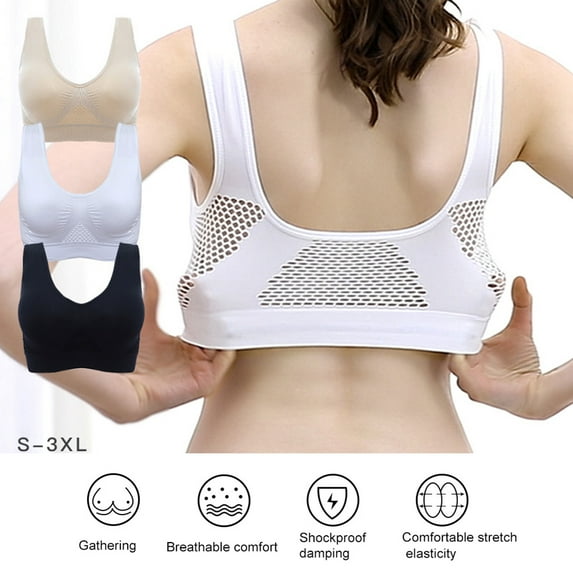 Walbest Plus Size Womens Shockproof Running Breathable Push-up Vest Bra Sport Underwear, Gathering Yoga Vest Bra (S-3XL)