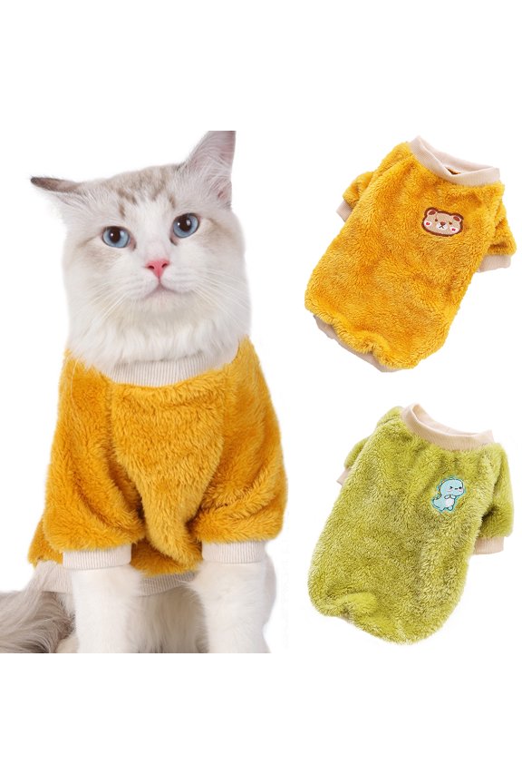 Plush Dog Coat Cute Bear Dog Cat Clothe Soft Warm Pet Vest Puppy Kitten Winter Sweater Fleece Dog Apparel for Cold Weather