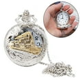 thumbnail image 1 of Walbest Pocket Watch Vintage Steam Train Pattern Locomotive Pendant Alloy Quartz Movement Chain Necklace Watch, 1 of 7