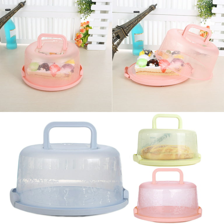  Plastic Small Cake Carrier Holder with Collapsible Handle Cover  Round Cupcake Container Suitable for 6 inch Diameter Cake or less(Blue) :  Home & Kitchen