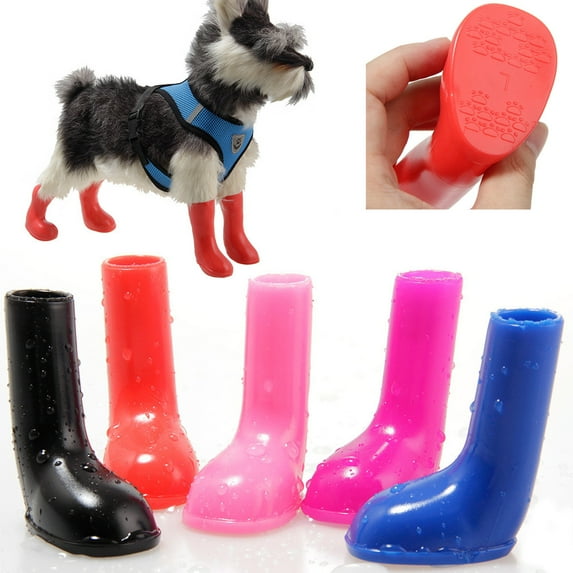 Walbest Puppy Dog Rain Boots Polyurethane Waterproof Pet Claw Guard Non-Slip Rain Boot (Blue, L)
