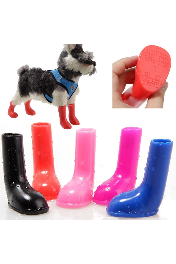Puppy Dog Rain Boots Polyurethane Waterproof Pet Claw Guard Non-Slip Rain Boot (Green, M)