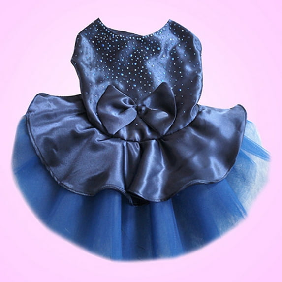 Walbest Puppy Princess Sequined Bow Dog Tutu Dress Dog Pleated Shirt for Birthday Party