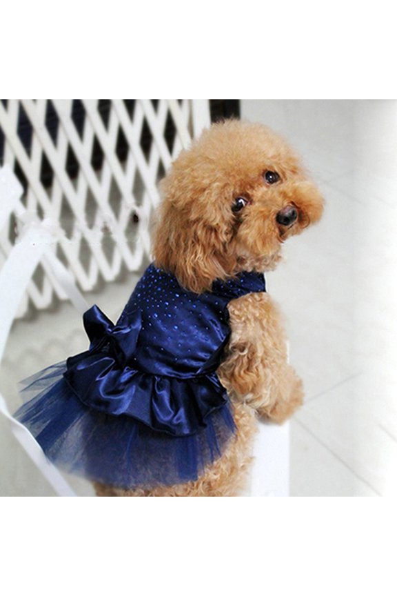 Puppy Princess Sequined Bow Dog Tutu Dress Dog Pleated Shirt for Birthday Party