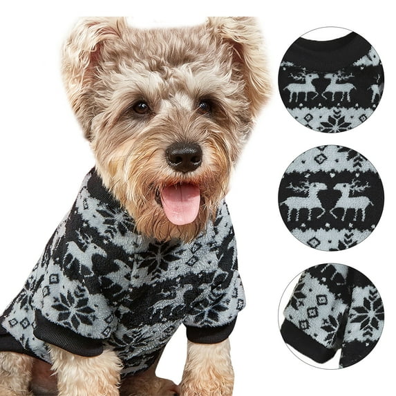 Walbest Puppy Sweater Knitwear Dog Sweaters Cute Reindeer Clothes Knitted Turtleneck Windproof Small Dog Coat for Holiday Winter Cold Weather