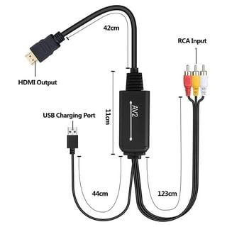 RCA to HDMI, Coolmade 1080P Mini RCA Composite CVBS AV to HDMI Video Audio  Converter Adapter Supporting PAL/NTSC with USB Charge Cable for PC Laptop