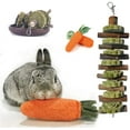 thumbnail image 1 of Walbest Rabbit Chew Toys for Teeth Grinding, No Glue, Loofa Carrot Toys, Alfalfa Cakes and Apple Sticks Toys. for Rabbits, Chinchillas, Guinea Pigs, Hamsters, 1 of 7