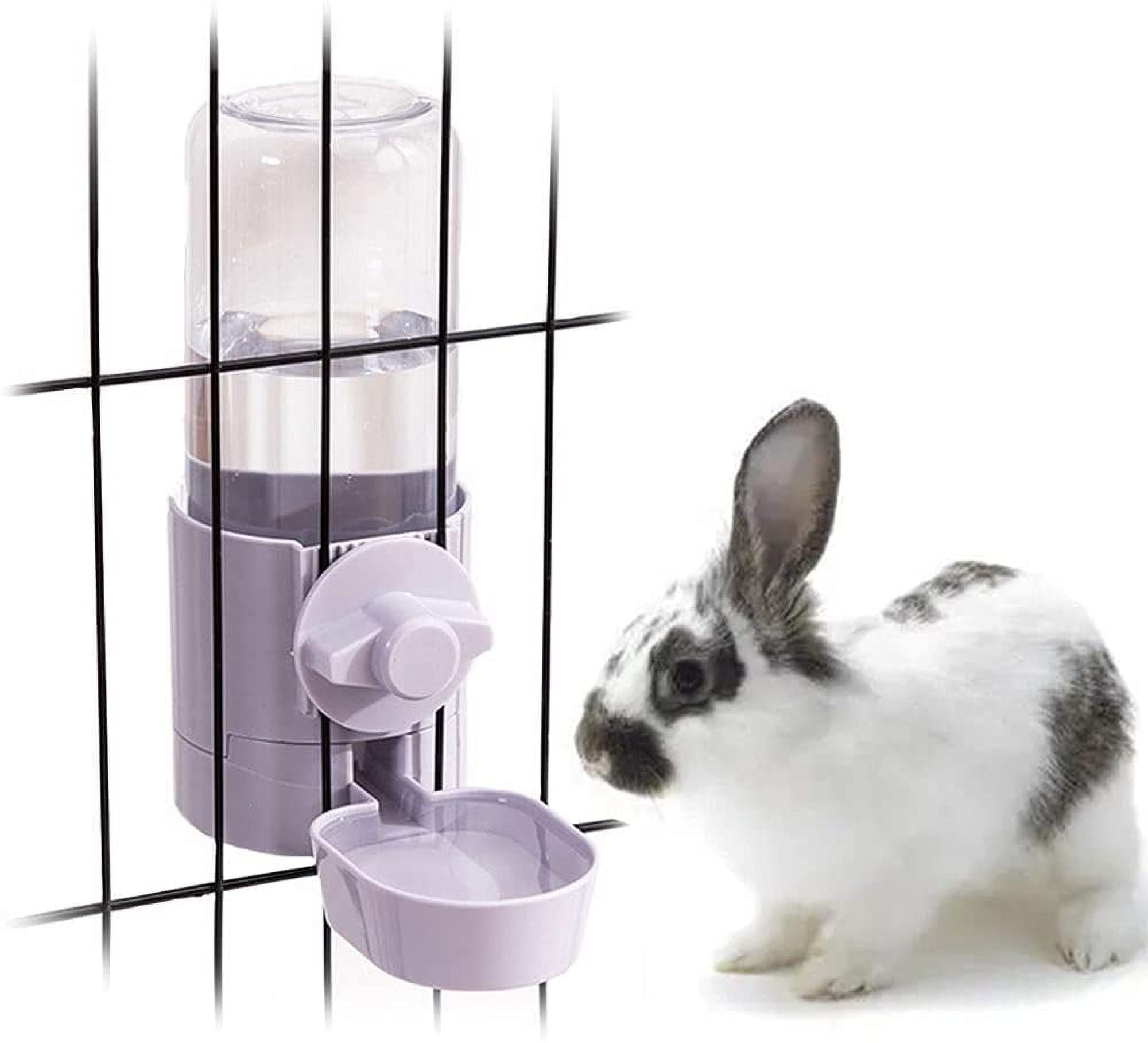 Walbest Rabbit Food and Water Bowls Set Automatic Feeder Food Dish Small Animal Bin Feeder with Lid for Bunny Cat Ferret Chinchilla Guinea Pig 500ml Walmart