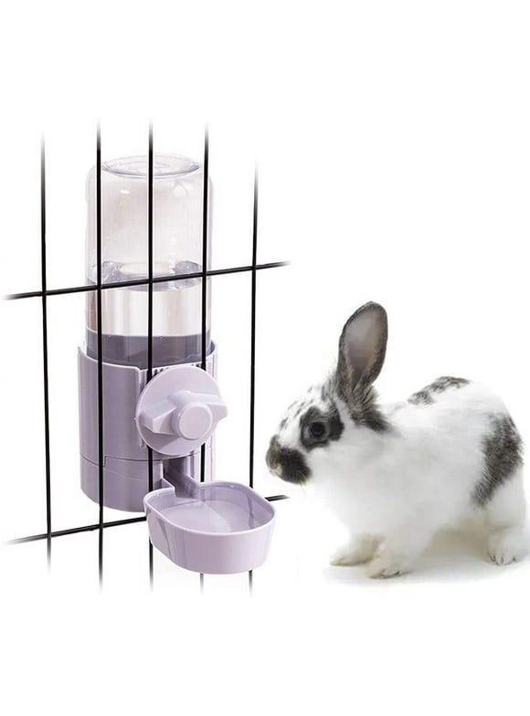 Walbest Rabbit Food and Water Bowls Set, Automatic Feeder Food Dish Small Animal Bin Feeder with Lid for Bunny Cat Ferret Chinchilla Guinea Pig (500ml)