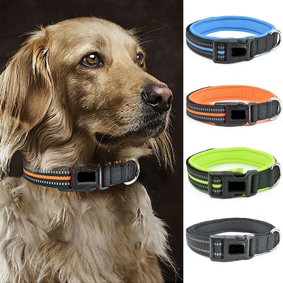 Walbest Reflective Dog Collar with Safety Locking Buckle, Adjustable Polyester Pet Collars for Puppy Small Medium Large Dogs (Blue, S)