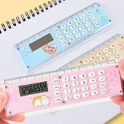Walbest Ruler Calculator Multi-functional 2 in 1 15cm Scale 8 Digits Portable Battery Operated LCD Display Student Calculator Office Supplies