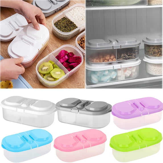 Walbest Salad Food Storage Container to Go, Eco-friendly PP Plastic Bento Box with 2-Compartment, for Sandwich, Fruit, Lunch, Snacks, Pasta, School & Travel - Food Storage Containers with Lid