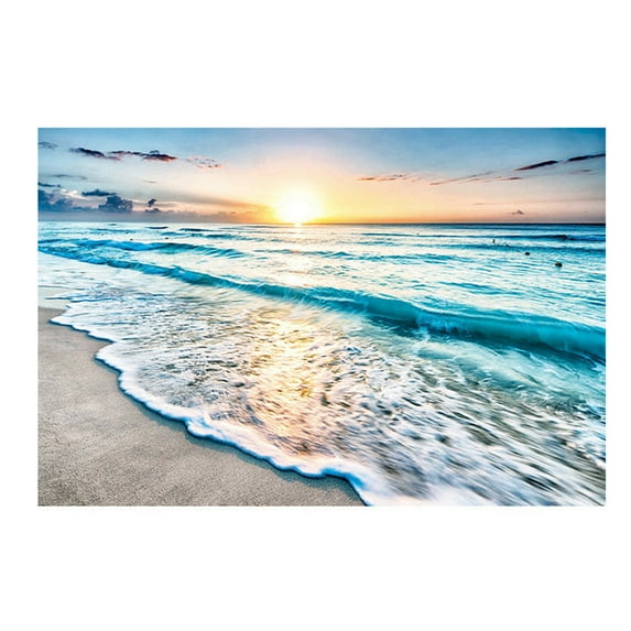 Walbest Sea Sunrise Beach Landscape Wall Art Non-woven Fabrics Tapestry Frameless Wall Painting Home Decoration, Sunrise Blue Ocean Sea Beach Pictures Art Decor