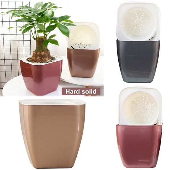Walbest Self Watering Flower Pot, Self Watering PP Planter with Drainage Holes, for Indoor Outdoor Flowers Plants Windowsill